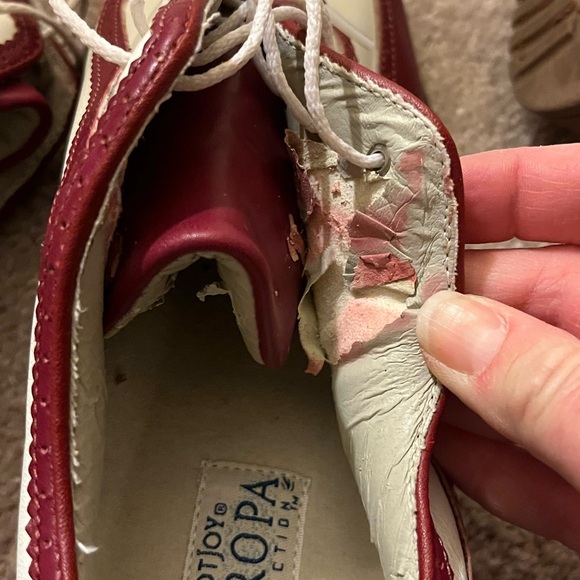 FootJoy DryJoys ECL Leather Golf Shoes Mens 9 Medium Red White Spiked - Picture 8 of 11